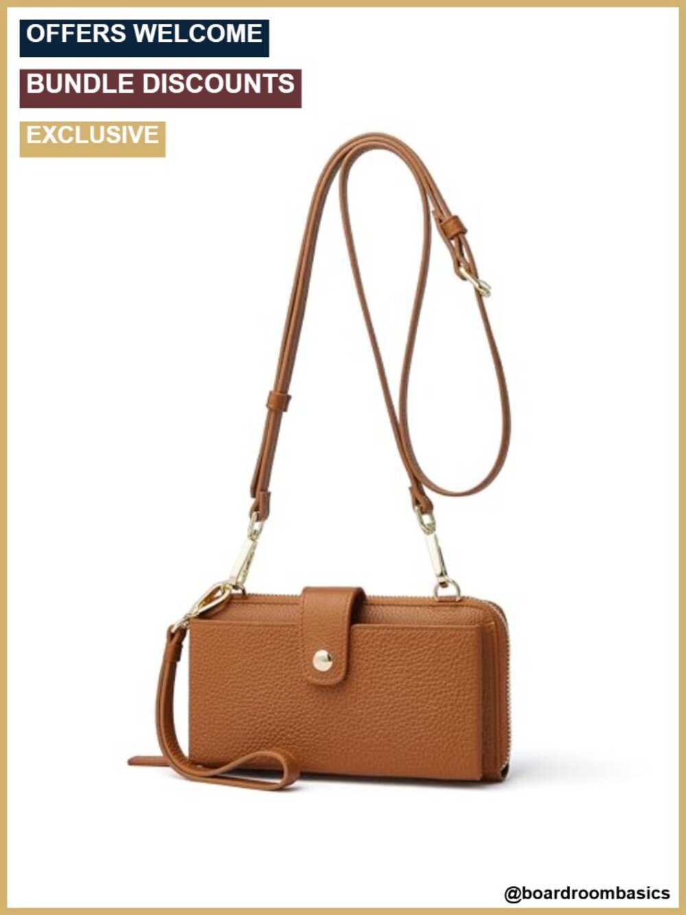Genuine Leather Crossbody Wristlet Wallet Phone Purse RFID Blocking